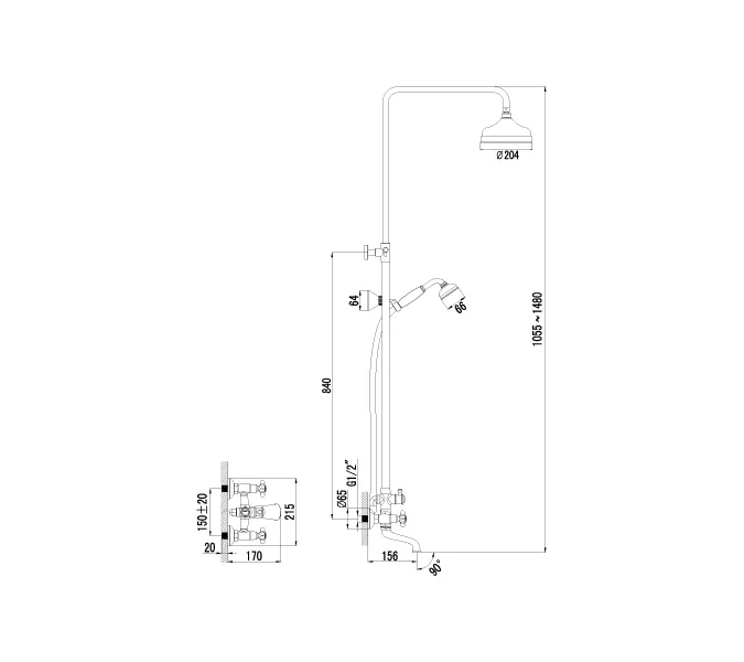 Комплект для ванны и душа Lemark Vintage LM2862B, изображение 2