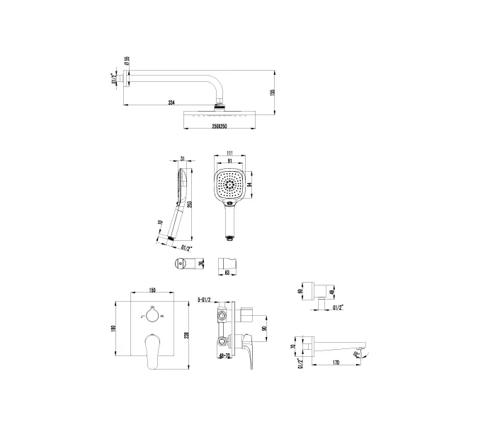 Смеситель Lemark Shift LM4322C для ванны и душа, встраиваемый, изображение 2