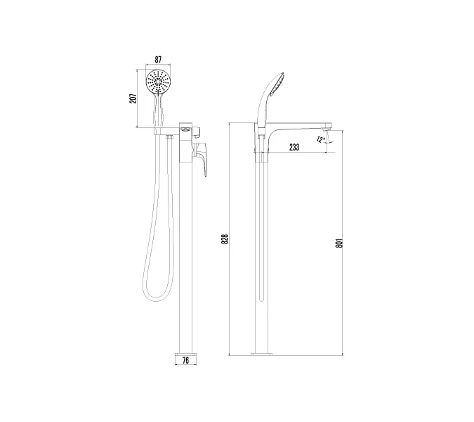 Смеситель Lemark Shift LM4344C для ванны, напольный, изображение 2