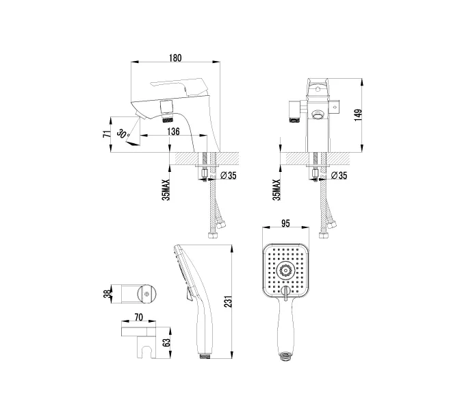 Смеситель Lemark Unit LM4515C на борт ванны, изображение 2