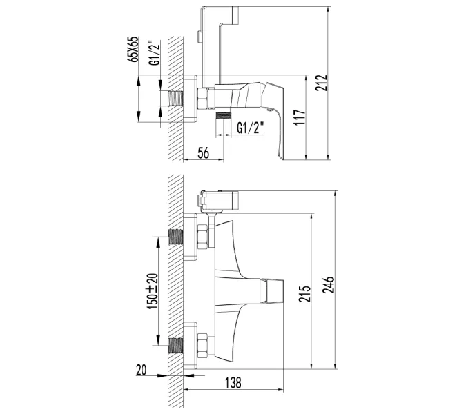 Смеситель Lemark Unit LM4518C с гигиеническим душем, встраиваемый, изображение 2