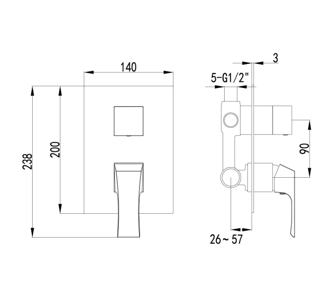Смеситель Lemark Unit LM4527C для ванны и душа, встраиваемый, изображение 2
