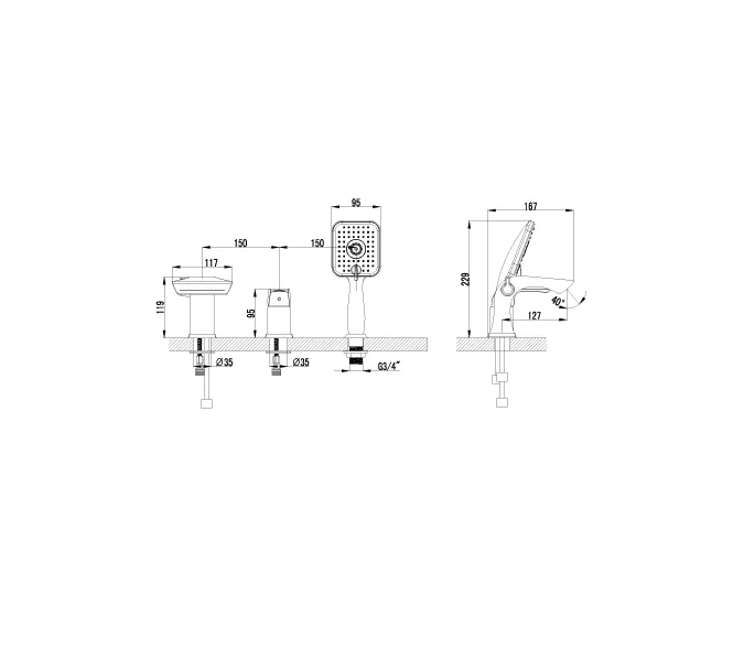 Смеситель Lemark Unit LM4545C на борт ванны, изображение 2