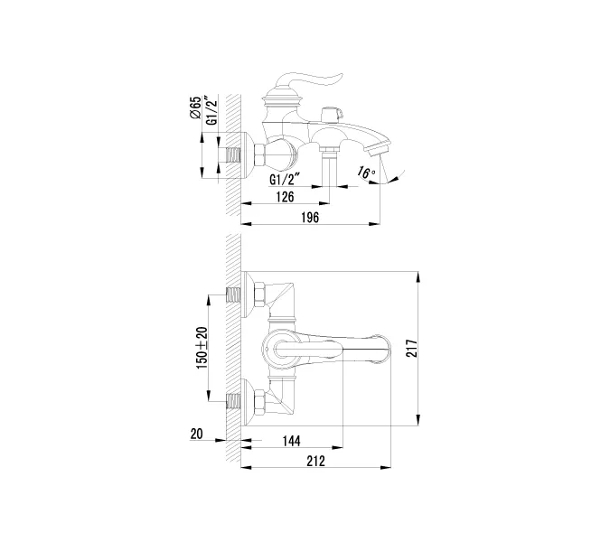 Смеситель Lemark Brava LM4712G для ванны, изображение 2