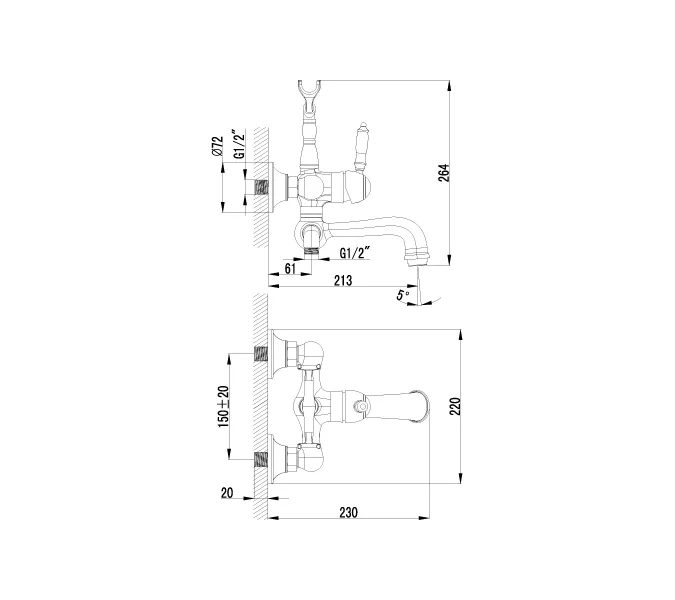 Смеситель Lemark Villa LM4812B для ванны, изображение 2