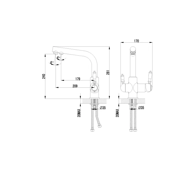 Смеситель Lemark Villa LM4861B для кухни  с подключением к фильтру с питьевой водой, изображение 2