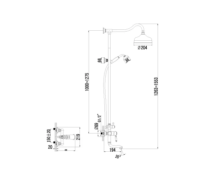 Смеситель Lemark Villa LM4862B для ванны и душа, изображение 2