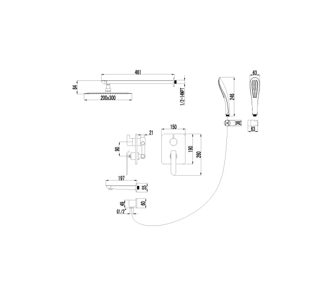 Смеситель Lemark Melange LM4922CW для ванны и душа, встраиваемый, изображение 2