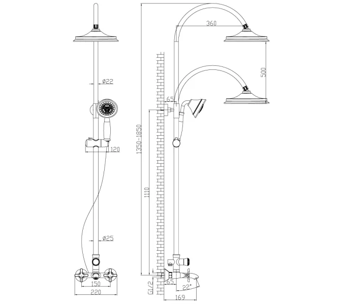 Смеситель Lemark Duetto LM5762C для ванны и душа, изображение 2
