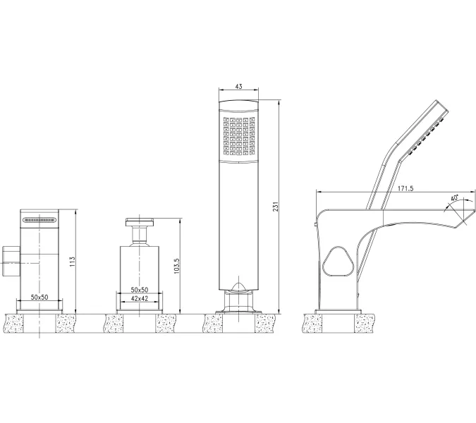 Смеситель Lemark Contest LM5845CW на борт ванны, изображение 2