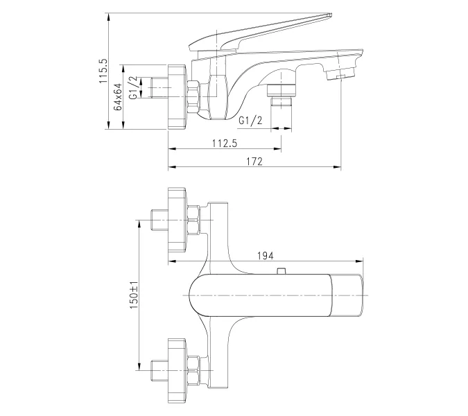 Смеситель Lemark Allegro LM5914CW для ванны, изображение 2