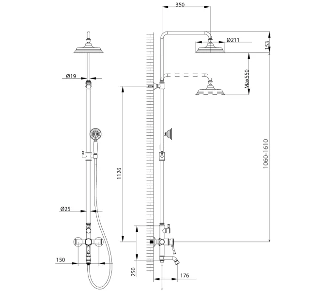 Смеситель Lemark Peretto LM6362RB для ванны и душа, изображение 2