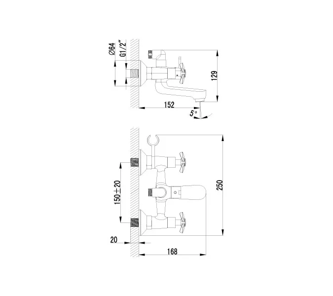 Смеситель  Lemark Partner LM6542C  для ванны, изображение 2
