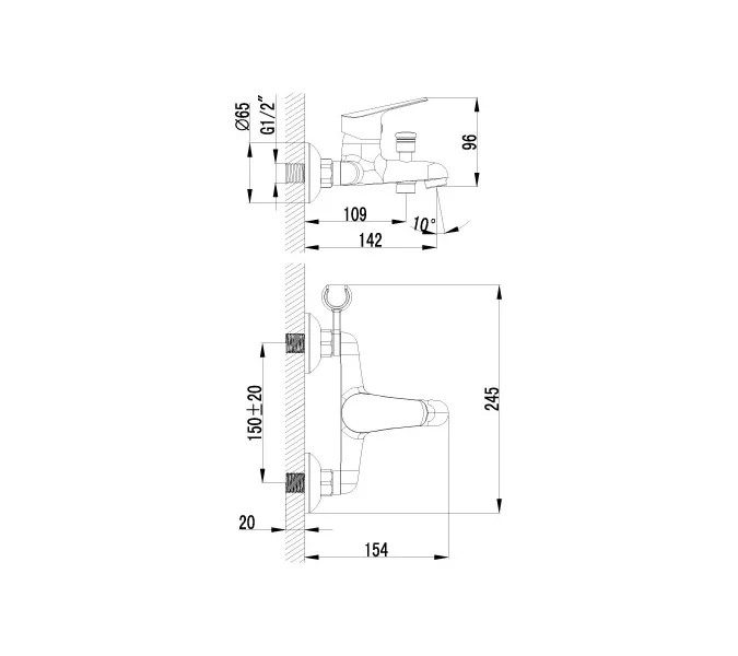 Смеситель  Lemark Partner LM6552C  для ванны, изображение 2