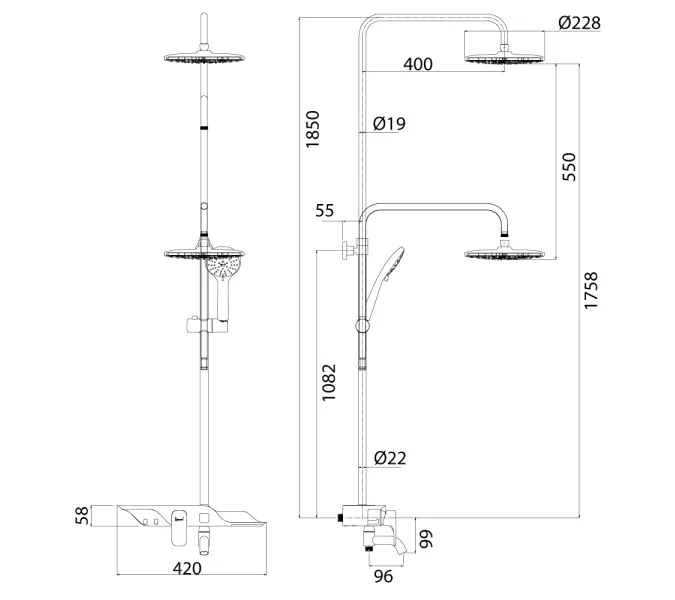Смеситель Lemark Tropic LM7003С для ванны и душа, изображение 2