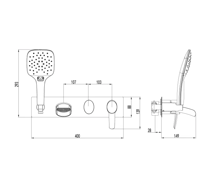 Смеситель Lemark Atlantiss LM3224C для ванны и душа, встраиваемый, изображение 3