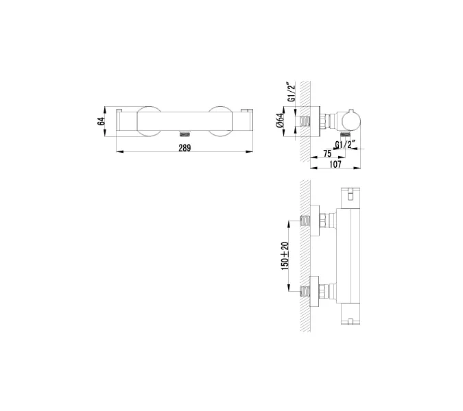 Смеситель Lemark Yeti LM7833C для душа, термостатический, изображение 3
