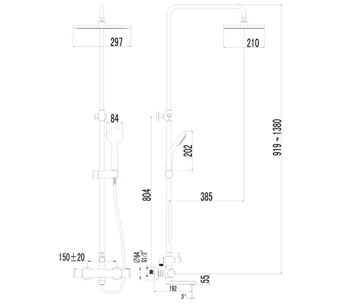 Душевая стойка  Lemark Yeti LM7862C  с термостатом, изображение 2