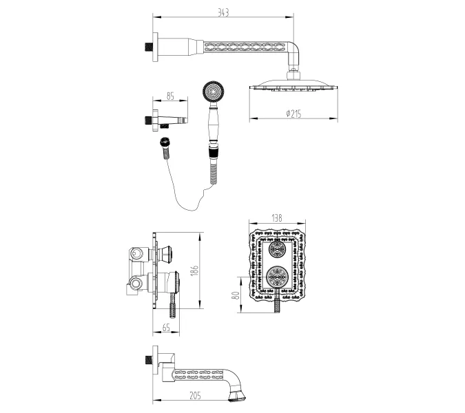 Смеситель Lemark Jasmine LM6622B для ванны и душа встраиваемый, Выбрать цвет: Бронза, изображение 2