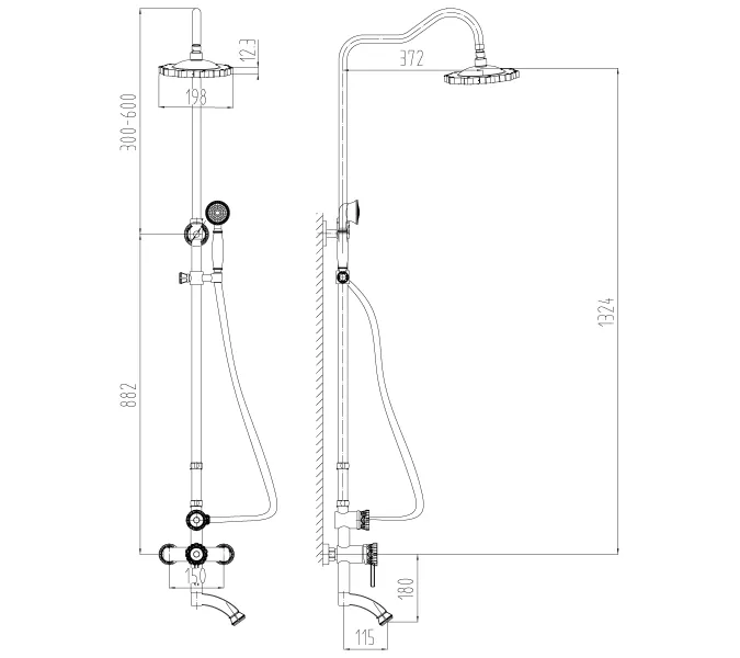 Комплект для ванны и душа Lemark Jasmine LM6662, Выбрать цвет: Бронза, изображение 2
