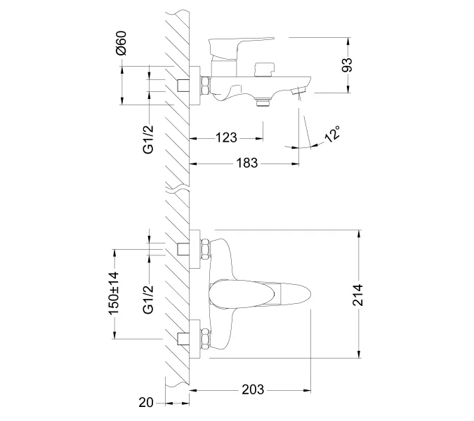 Смеситель Lemark Nero LM0214C для ванны, изображение 3