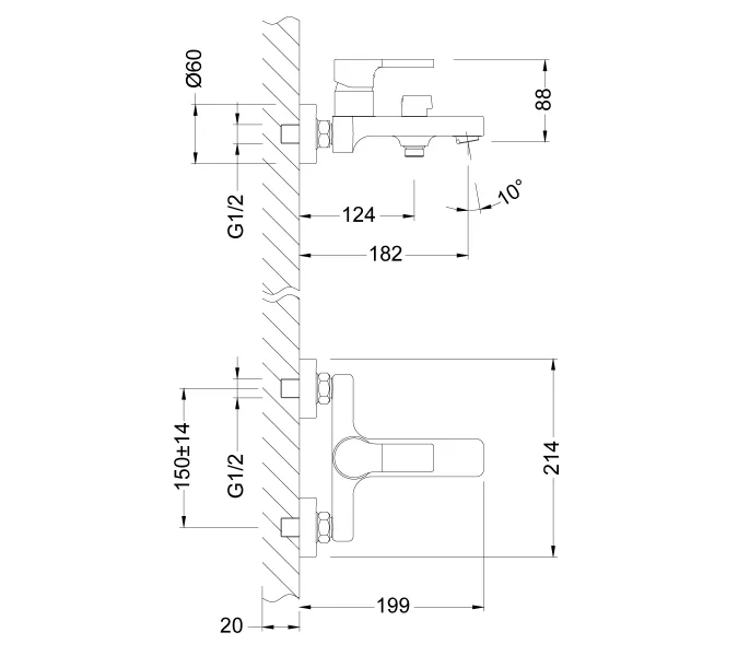 Смеситель Lemark Aura LM0614C для ванны, изображение 3