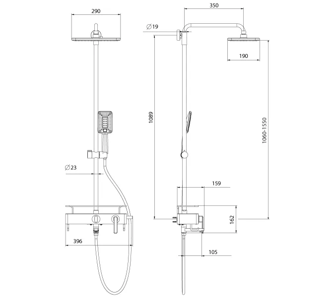 Смеситель Lemark Mista LM6462WG для ванны и душа, изображение 2