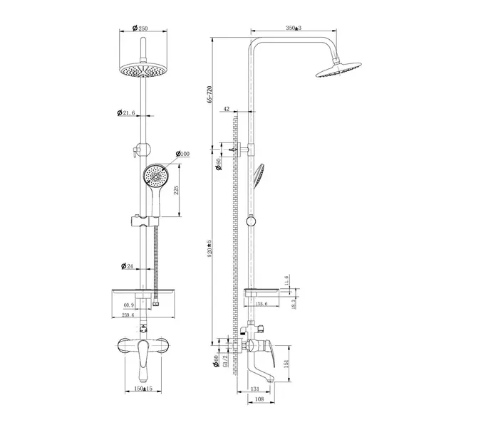 Душевая стойка с регулируемой высотой штанги Lemark Linara LM0462C, изображение 2