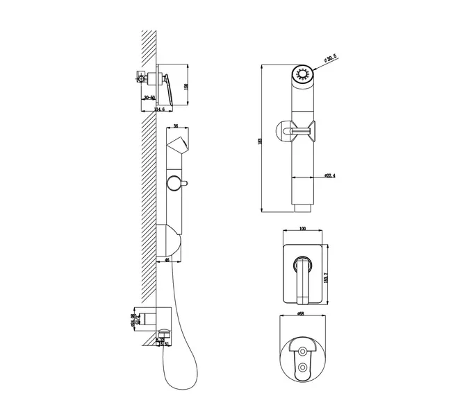 Смеситель Lemark Bellario LM6819C с гигиеническим душем, встраиваемый, изображение 2