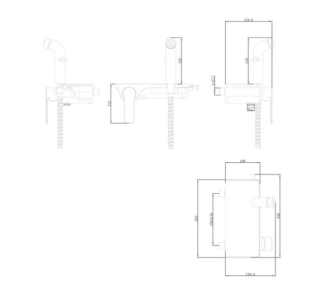 Смеситель Lemark Solo LM7168CW с гигиеническим душем, настенный, изображение 2