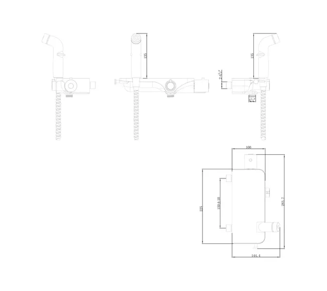 Смеситель Lemark Solo LM7169CW термостатический с гигиеническим душем, настенный, изображение 2