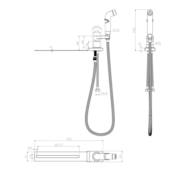 Смеситель Lemark Solo LM7170CW с гигиеническим душем, устанавливаемый на унитаз, изображение 3