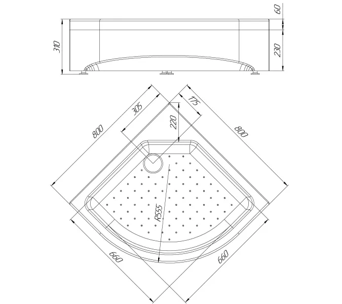 Поддон Radomir радиальный на раме-подставке 80х80, изображение 6
