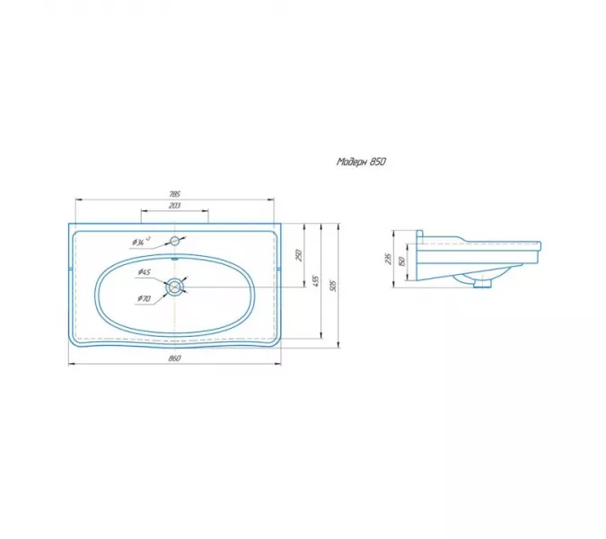 Умывальник СаНта Модерн, Выбрать размер: 85, изображение 4