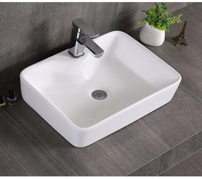 Раковина для ванной накладная прямоугольная CeramaLux 7291, Выбрать цвет: Белый, изображение 2