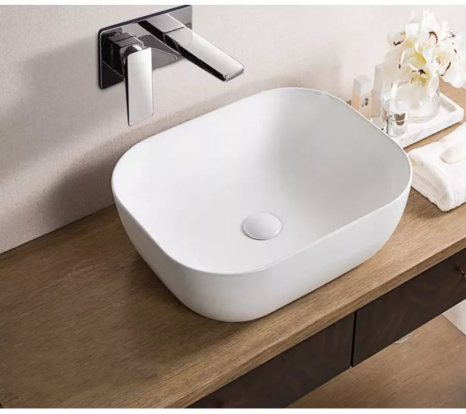 Раковина накладная прямоугольная CeramaLux 78104/78105, Выбрать размер: 50,5х40,5х14, Выбрать цвет: Белый, изображение 2