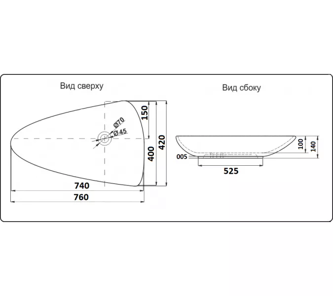 Раковина накладная нестандартная  CeramaLux 7862, изображение 7