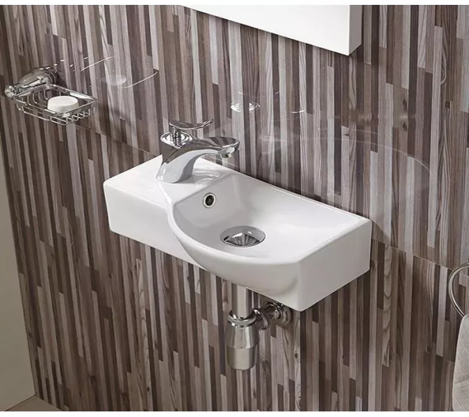 Раковина подвесная прямоугольная CeramaLux  7947, Выбрать размер: 40, Ориентация: Правая, Выбрать цвет: Белый