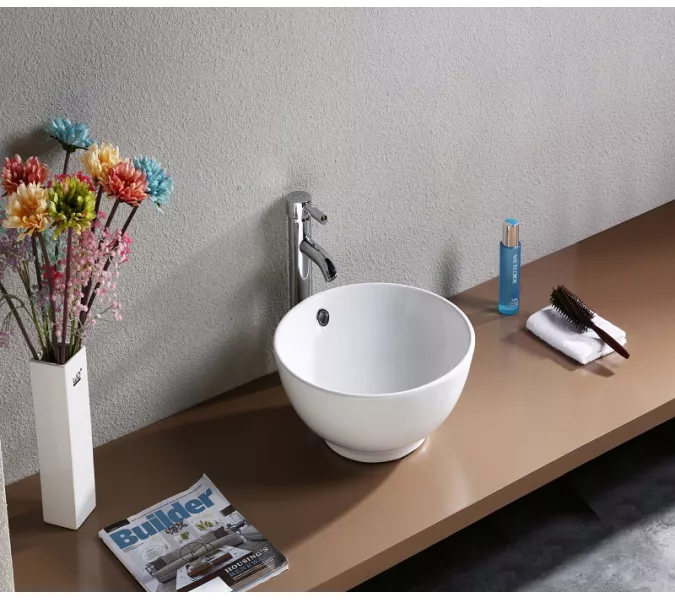 Раковина накладная круглая CeramaLux серия N 9002/9003А, Выбрать размер: 38х38х15, изображение 3