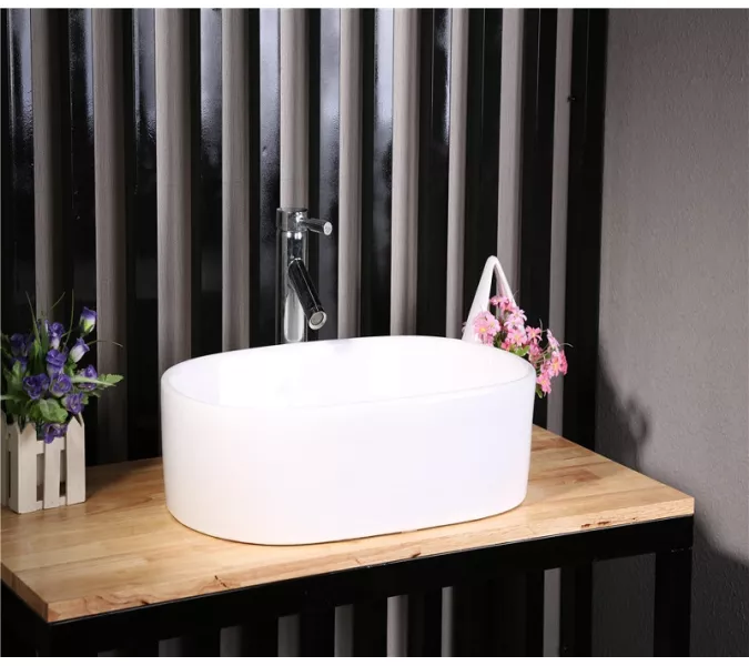 Раковина накладная овальная CeramaLux 9025, Выбрать размер: 56,5, изображение 2