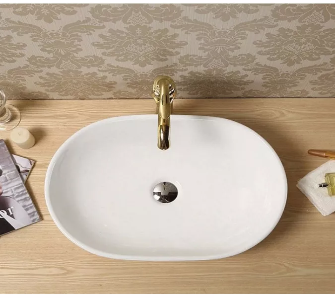 Раковина накладная овальная CeramaLux 9026, Выбрать размер: 47,5, изображение 3