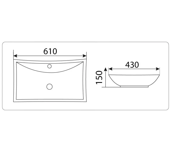 Раковина накладная прямоугольная CeramaLux 9111, изображение 6