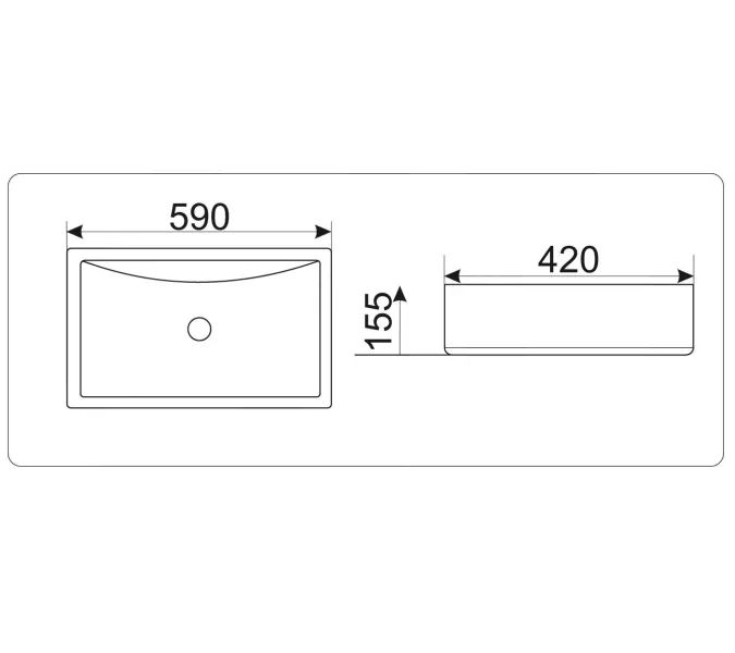 Раковина накладная прямоугольная CeramaLux 9121, изображение 4