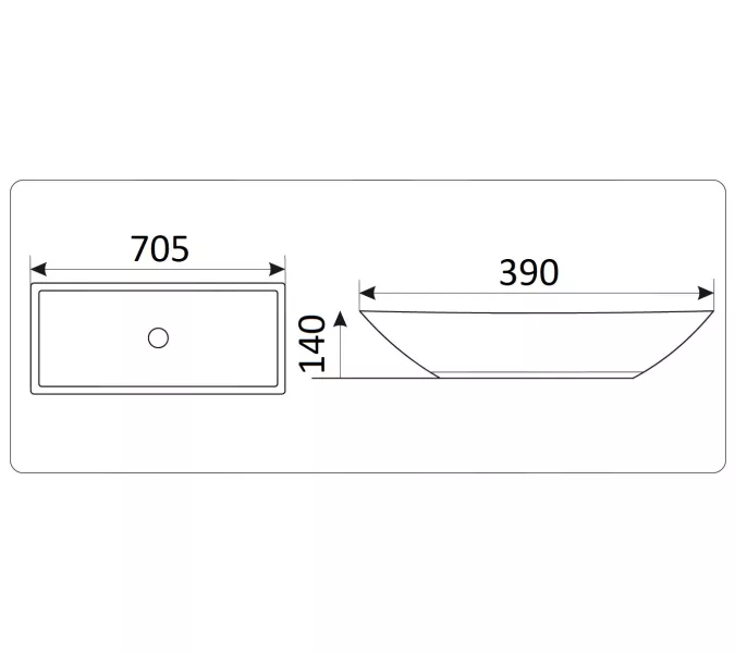 Раковина накладная прямоугольная CeramaLux 9122, изображение 3