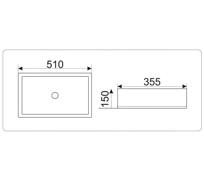 Раковина накладная,подвесная прямоугольная CeramaLux 9129, изображение 6
