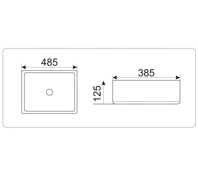 Раковина накладная прямоугольная CeramaLux 9132, изображение 4