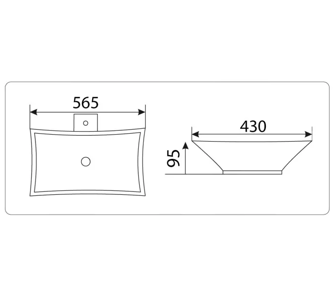 Раковина накладная прямоугольная CeramaLux 9176, изображение 4