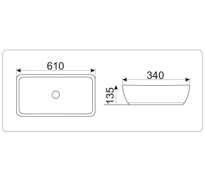 Раковина накладная прямоугольная CeramaLux 9217, изображение 4