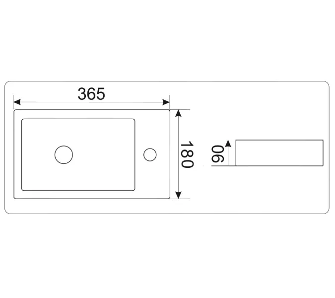 Умывальник подвесной, накладной прямоугольный CeramaLux 9272, Ориентация: Левая, изображение 3