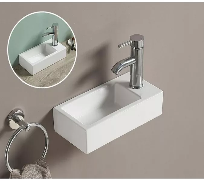 Умывальник подвесной, накладной прямоугольный CeramaLux 9272, Ориентация: Левая